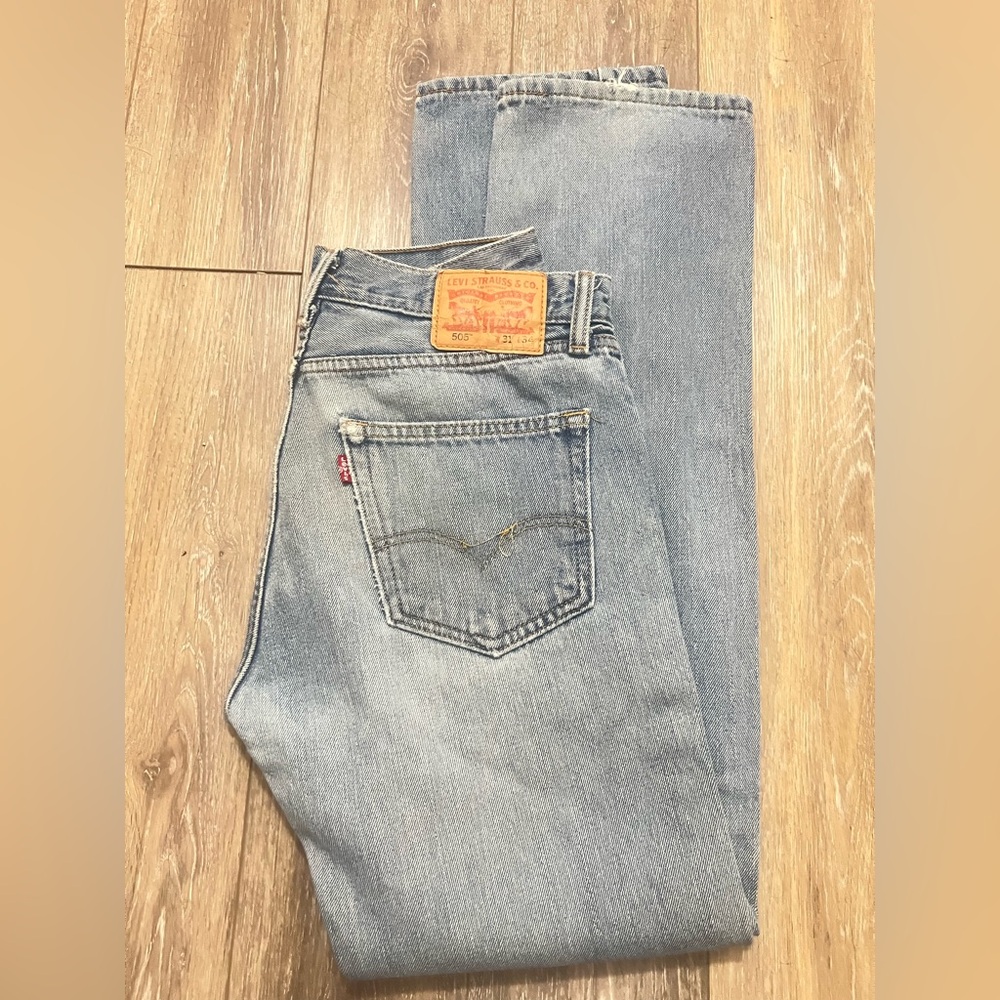 Levi's 505 Men's Light Blue Straight Jeans size 31x34 Red Tab